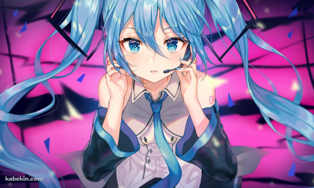 ヘッドセットをつけた可愛い初音ミク / ボカロ / ボーカロイドの壁紙(1280px x 768px) 高画質 PC・デスクトップ用
