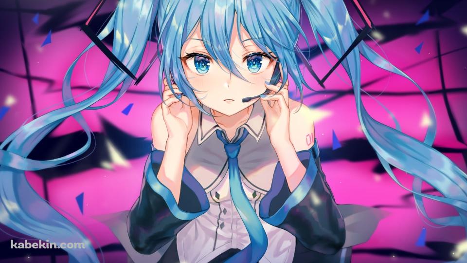 ヘッドセットをつけた可愛い初音ミク / ボカロ / ボーカロイドの壁紙(960px x 540px) 高画質 PC・デスクトップ用