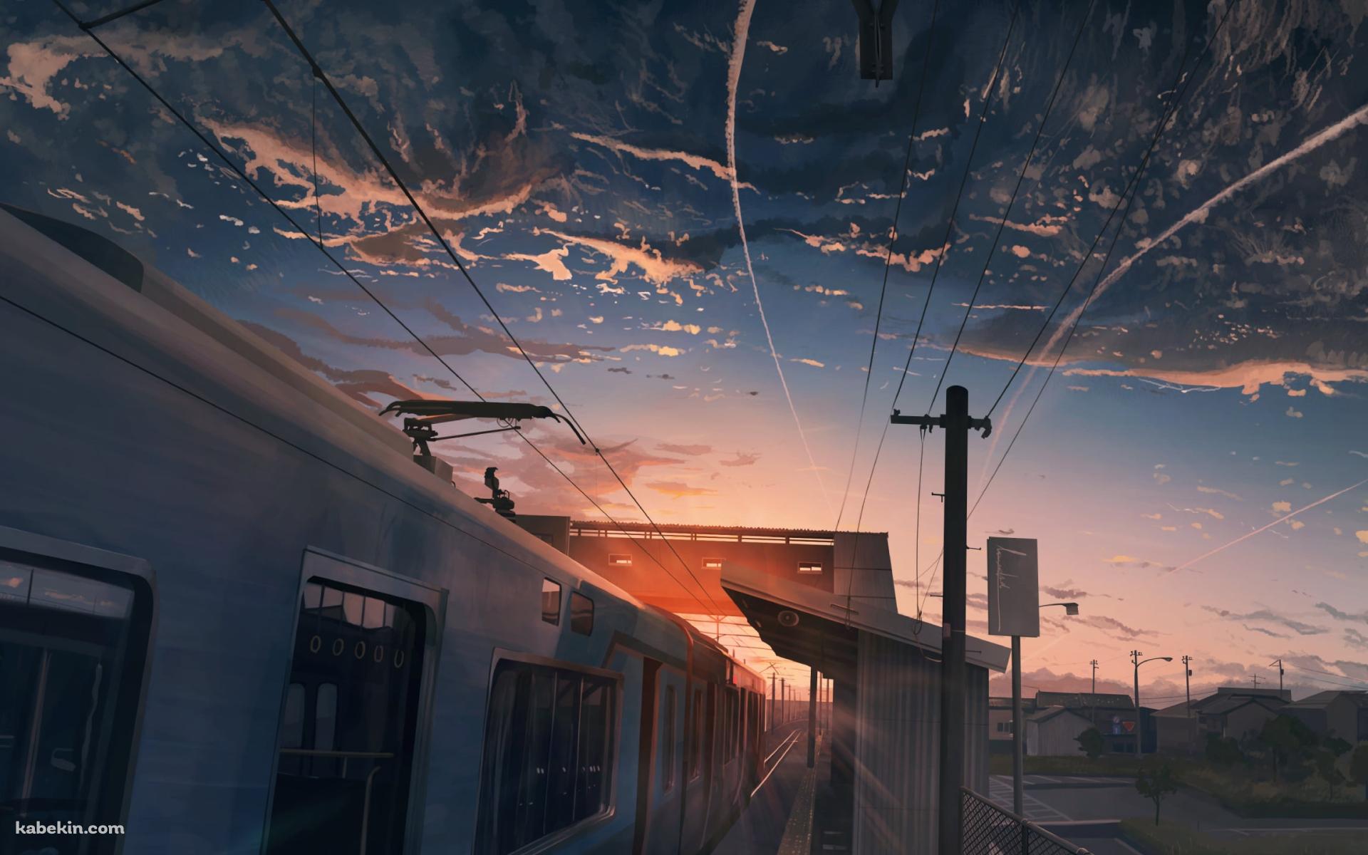 夕暮れ時、停車する電車 / 駅の壁紙(1920px x 1200px) 高画質 PC・デスクトップ用