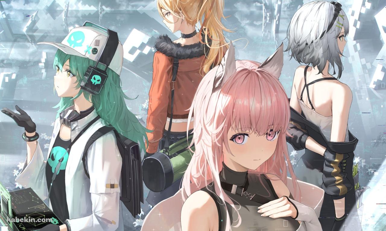 佇むペルシカ、クロック、アントニーナ、ソル / ドルフロ / ドールズフロントラインの壁紙(1280px x 768px) 高画質 PC・デスクトップ用
