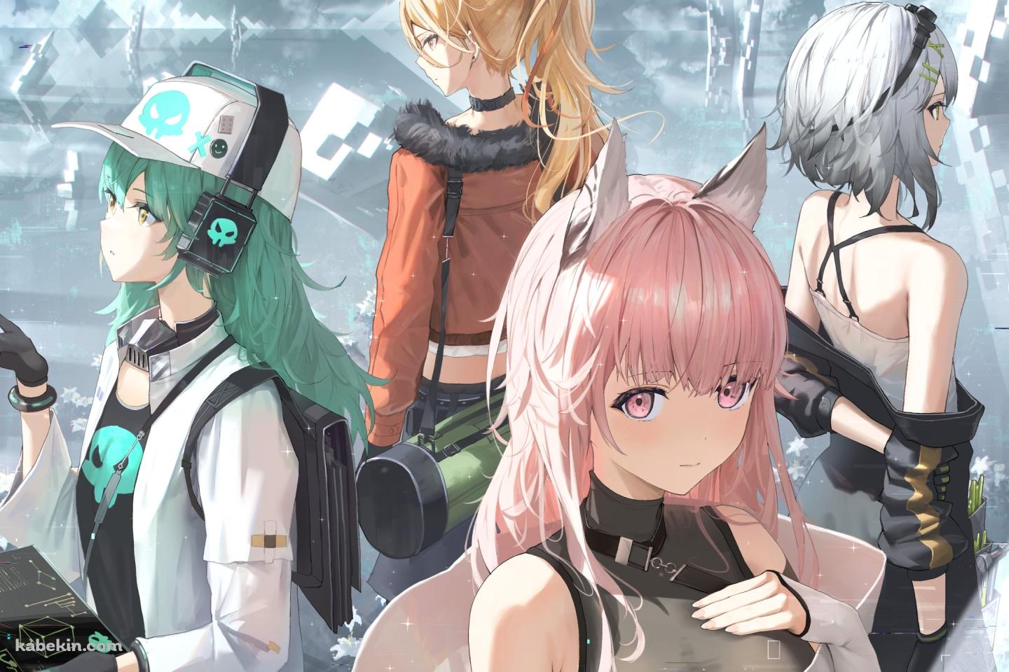 佇むペルシカ、クロック、アントニーナ、ソル / ドルフロ / ドールズフロントラインの壁紙(1440px x 960px) 高画質 PC・デスクトップ用