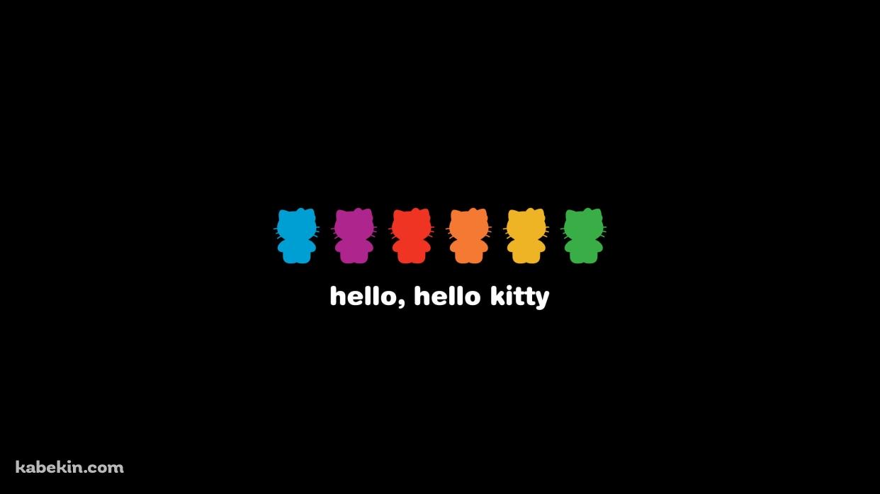 カラフルなキティちゃんのシルエット / hello hello kittyの壁紙(1242px x 698px) 高画質 PC・デスクトップ用