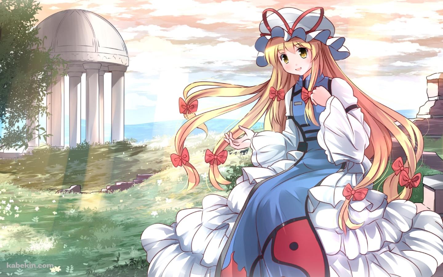 神殿跡に座る八雲紫 / 東方の壁紙(1440px x 900px) 高画質 PC・デスクトップ用