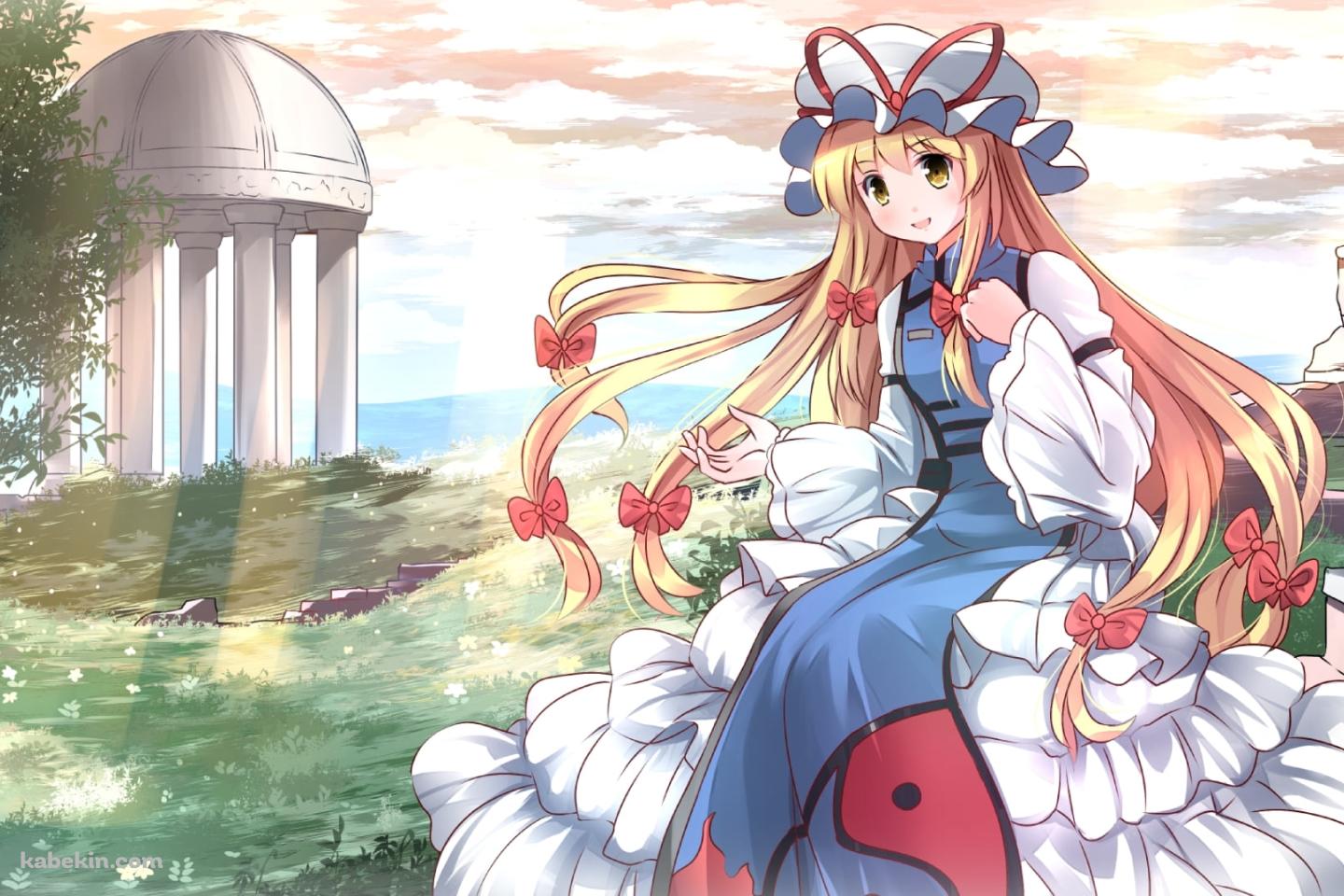 神殿跡に座る八雲紫 / 東方の壁紙(1440px x 960px) 高画質 PC・デスクトップ用
