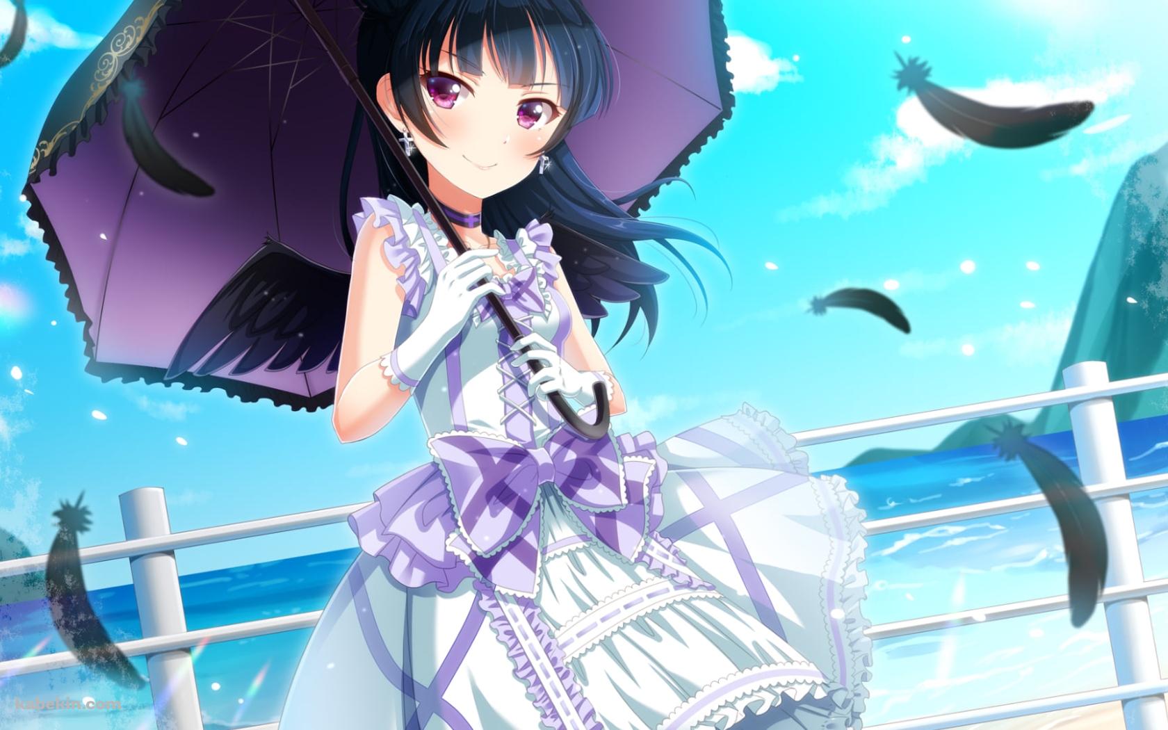 海沿いで黒い日傘をさす津島善子 / ラブライブ!サンシャイン!!の壁紙(1680px x 1050px) 高画質 PC・デスクトップ用