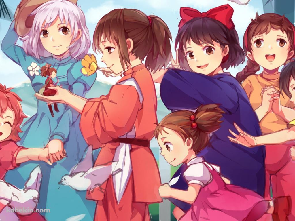 キキ / 荻野千尋 / ソフィー / 草壁メイ / 草壁サツキ / アリエッティ / シータ / ポニョ / ハウルの動く城 / 千と千尋の神隠し / となりのトトロ / 魔女の宅急便 / 天空の城ラピュタ / 借りぐらしのアリエッティ / 崖の上のポニョ / ジブリの壁紙(1024px x 768px) 高画質 PC・デスクトップ用