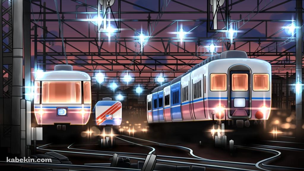 夜 停車する電車 / 線路の壁紙(1024px x 576px) 高画質 PC・デスクトップ用