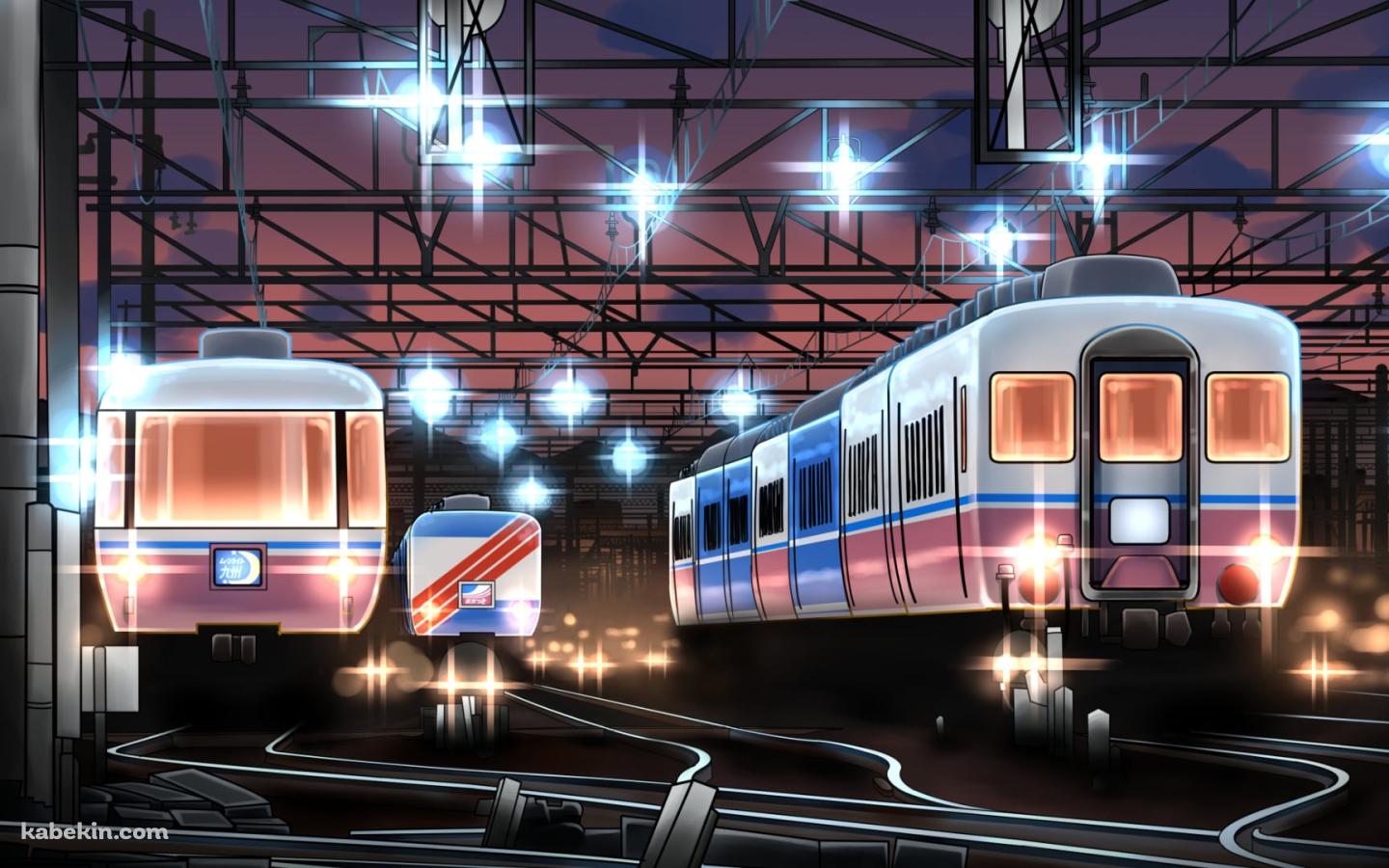 夜 停車する電車 / 線路の壁紙(1440px x 900px) 高画質 PC・デスクトップ用