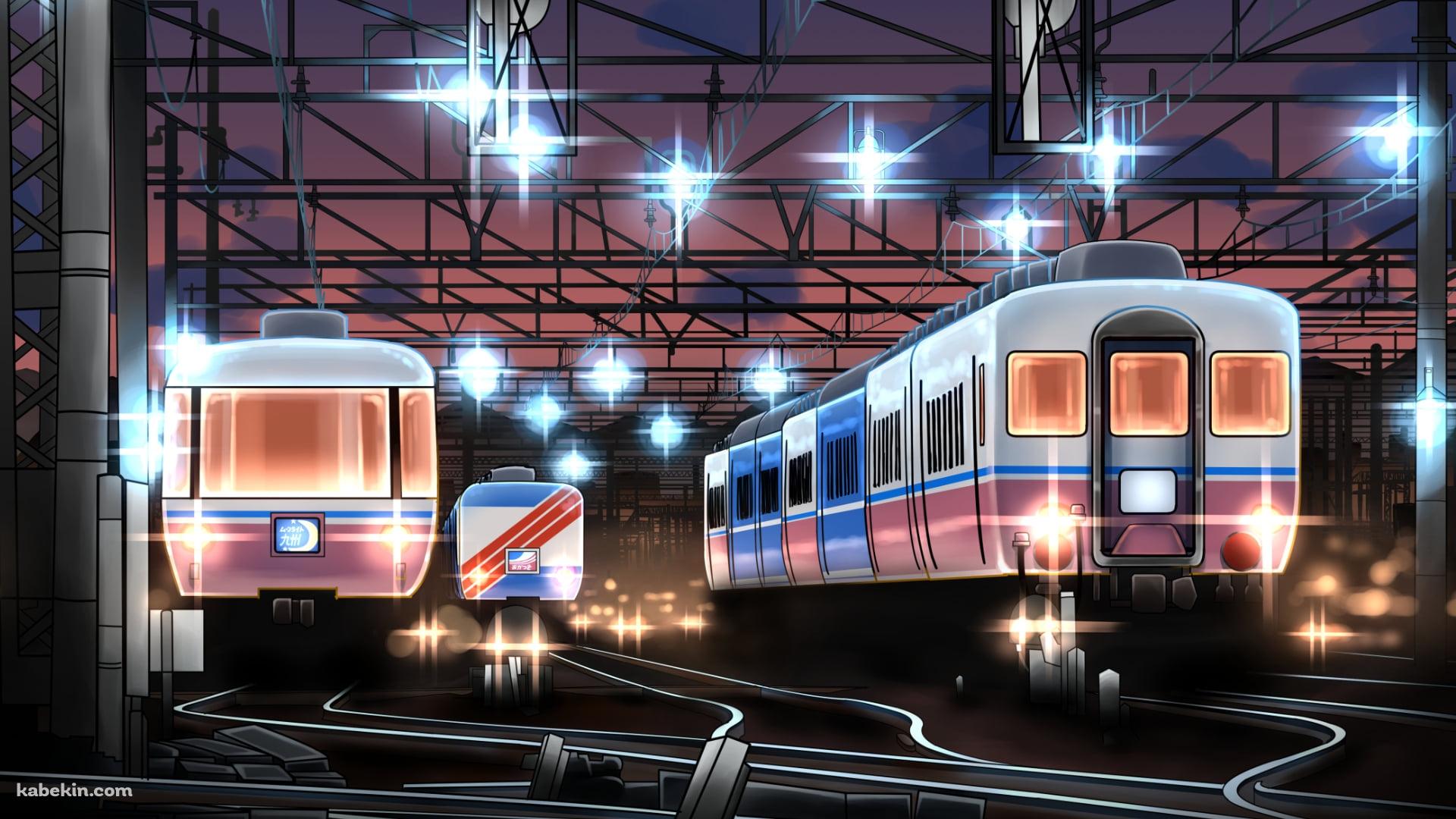 夜 停車する電車 / 線路の壁紙(1920px x 1080px) 高画質 PC・デスクトップ用