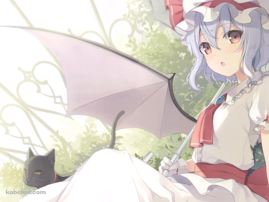 白い日傘をさす可愛いレミリア・スカーレット / 黒猫 / 東方ロストワードの壁紙(1024px x 768px) 高画質 PC・デスクトップ用