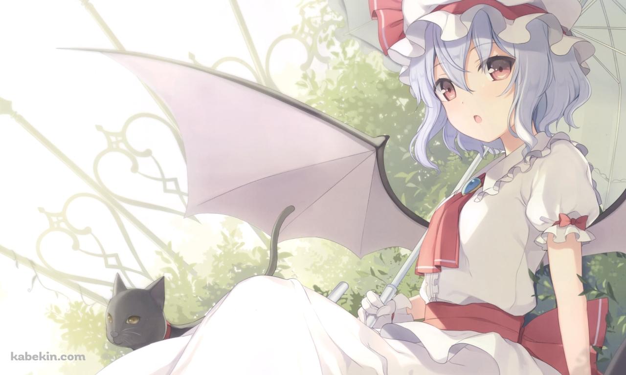 白い日傘をさす可愛いレミリア・スカーレット / 黒猫 / 東方ロストワードの壁紙(1280px x 768px) 高画質 PC・デスクトップ用