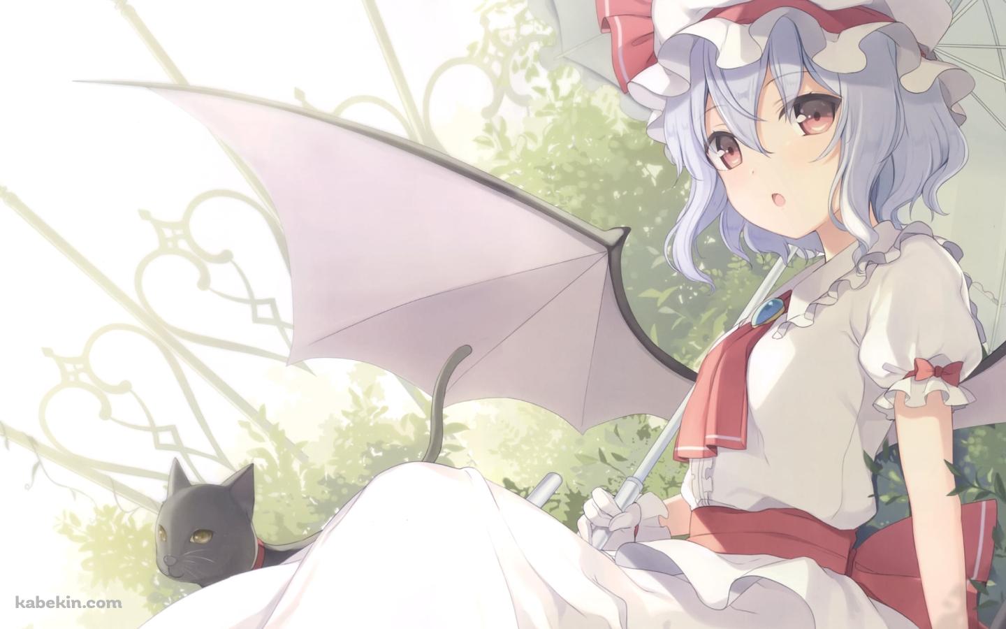白い日傘をさす可愛いレミリア・スカーレット / 黒猫 / 東方ロストワードの壁紙(1440px x 900px) 高画質 PC・デスクトップ用