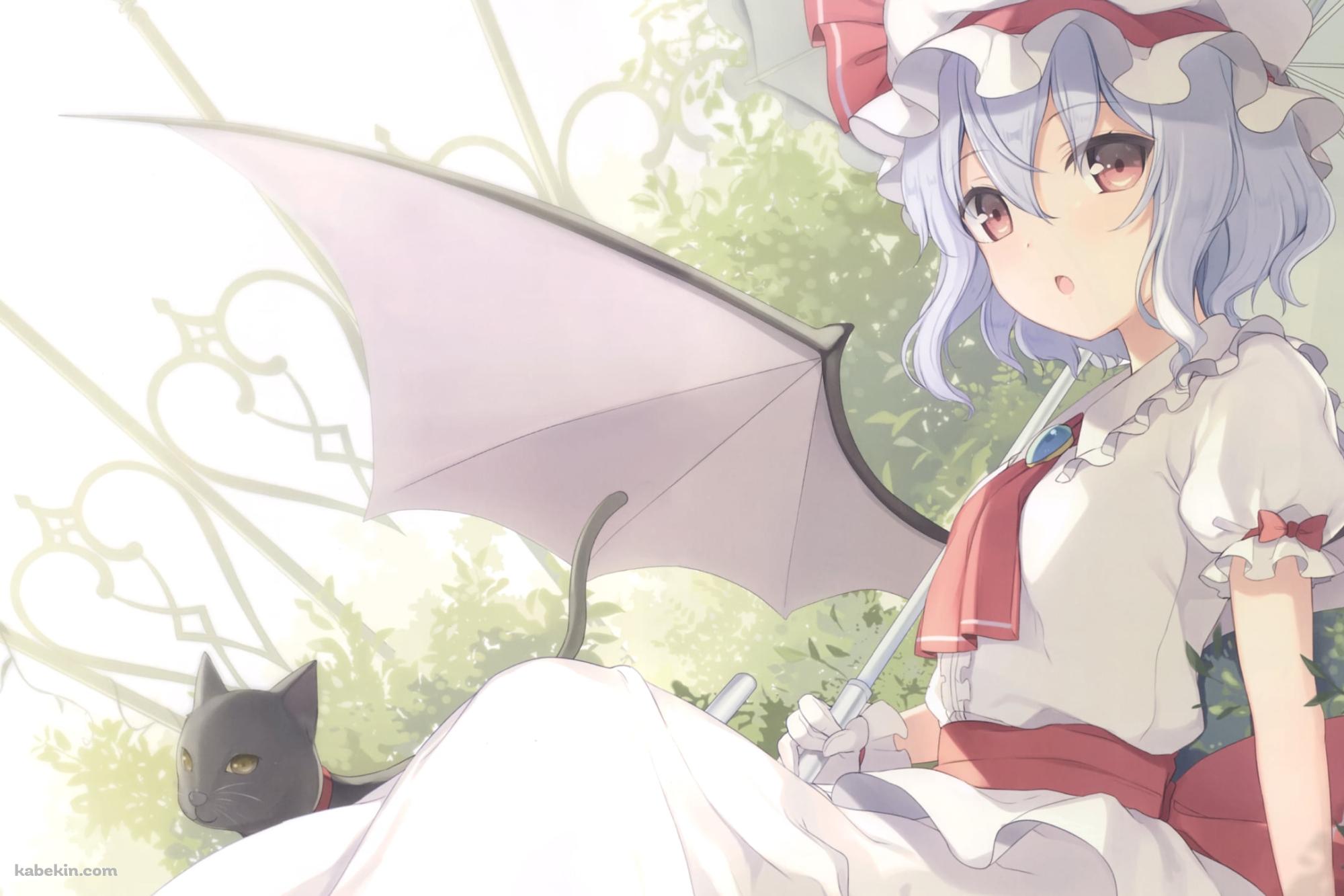 白い日傘をさす可愛いレミリア・スカーレット / 黒猫 / 東方ロストワードの壁紙(2000px x 1333px) 高画質 PC・デスクトップ用