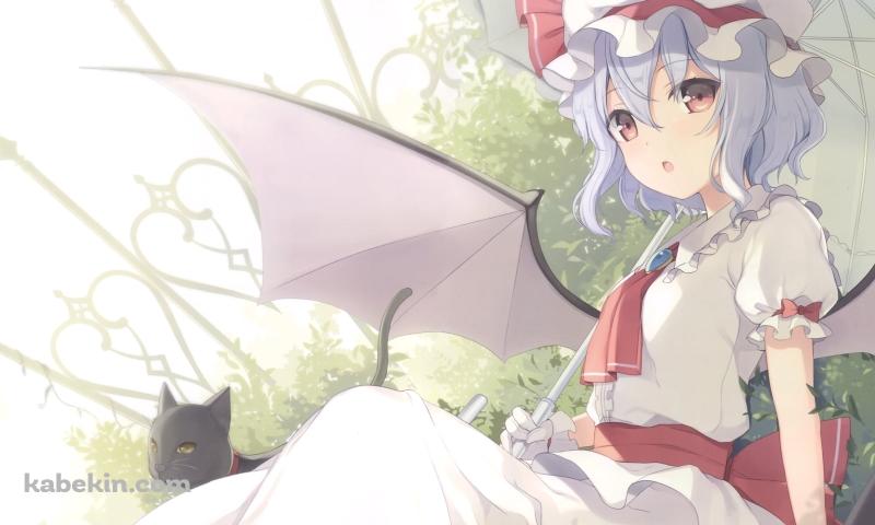 白い日傘をさす可愛いレミリア・スカーレット / 黒猫 / 東方ロストワードの壁紙(800px x 480px) 高画質 PC・デスクトップ用