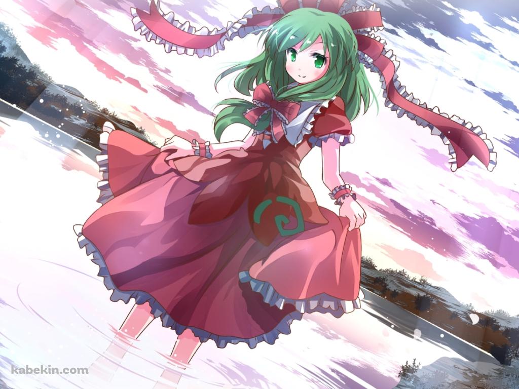 水に足を浸す赤いドレスを着た可愛い鍵山雛 / 東方の壁紙(1024px x 768px) 高画質 PC・デスクトップ用