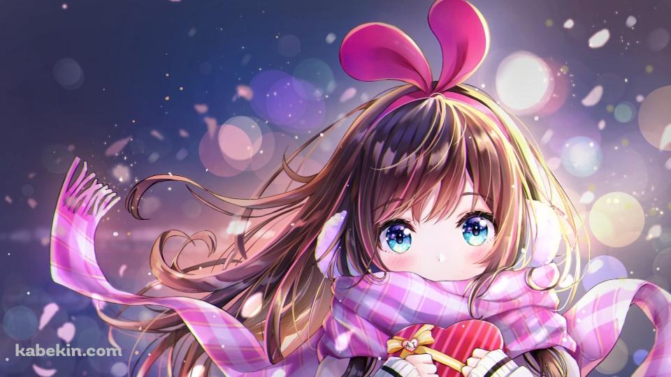 冬、ピンクのマフラーをする可愛いキズナアイ / バーチャルYouTuber / Vtuberの壁紙(960px x 540px) 高画質 PC・デスクトップ用