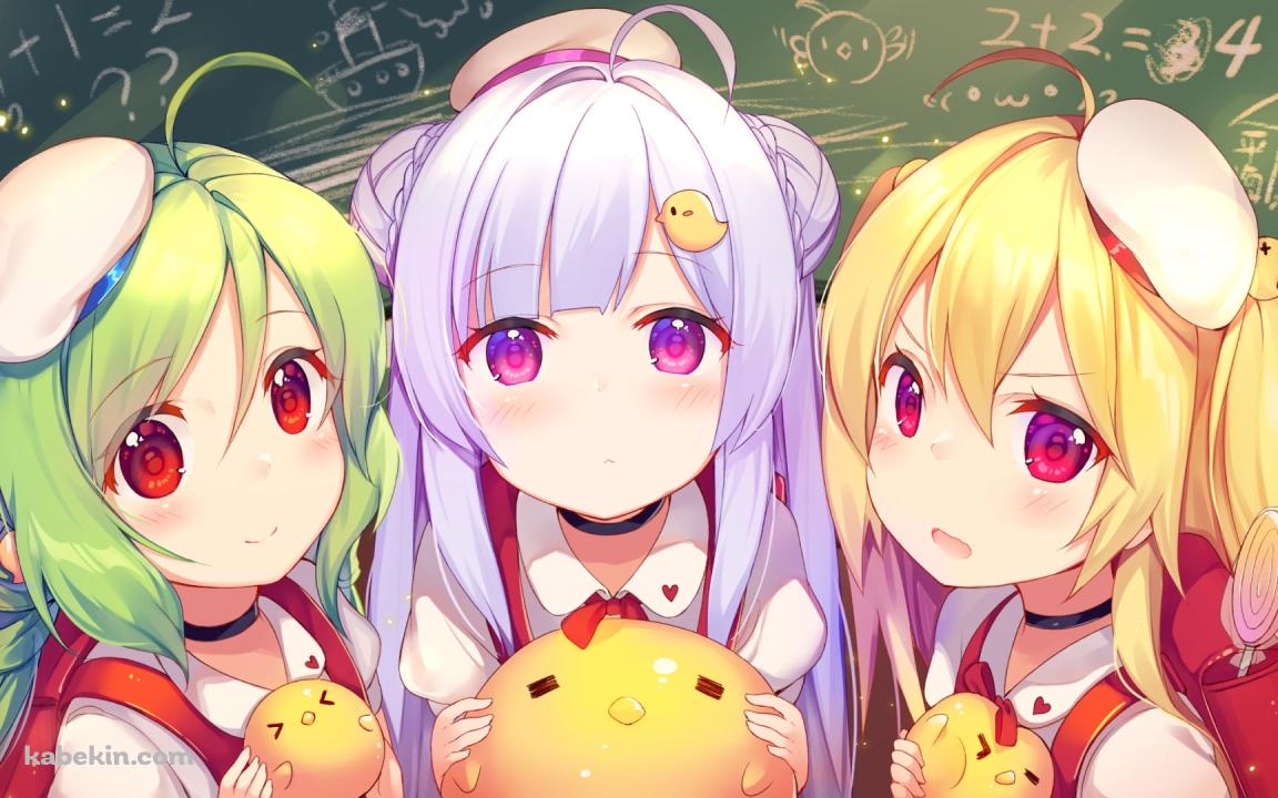 並んでこちらを見つめる可愛いコメット / クレセント / シグニット / アズールレーンの壁紙(1152px x 720px) 高画質 PC・デスクトップ用