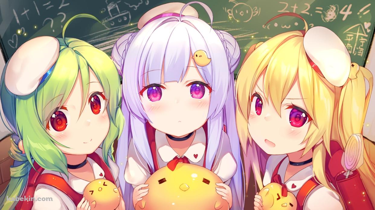 並んでこちらを見つめる可愛いコメット / クレセント / シグニット / アズールレーンの壁紙(1242px x 698px) 高画質 PC・デスクトップ用