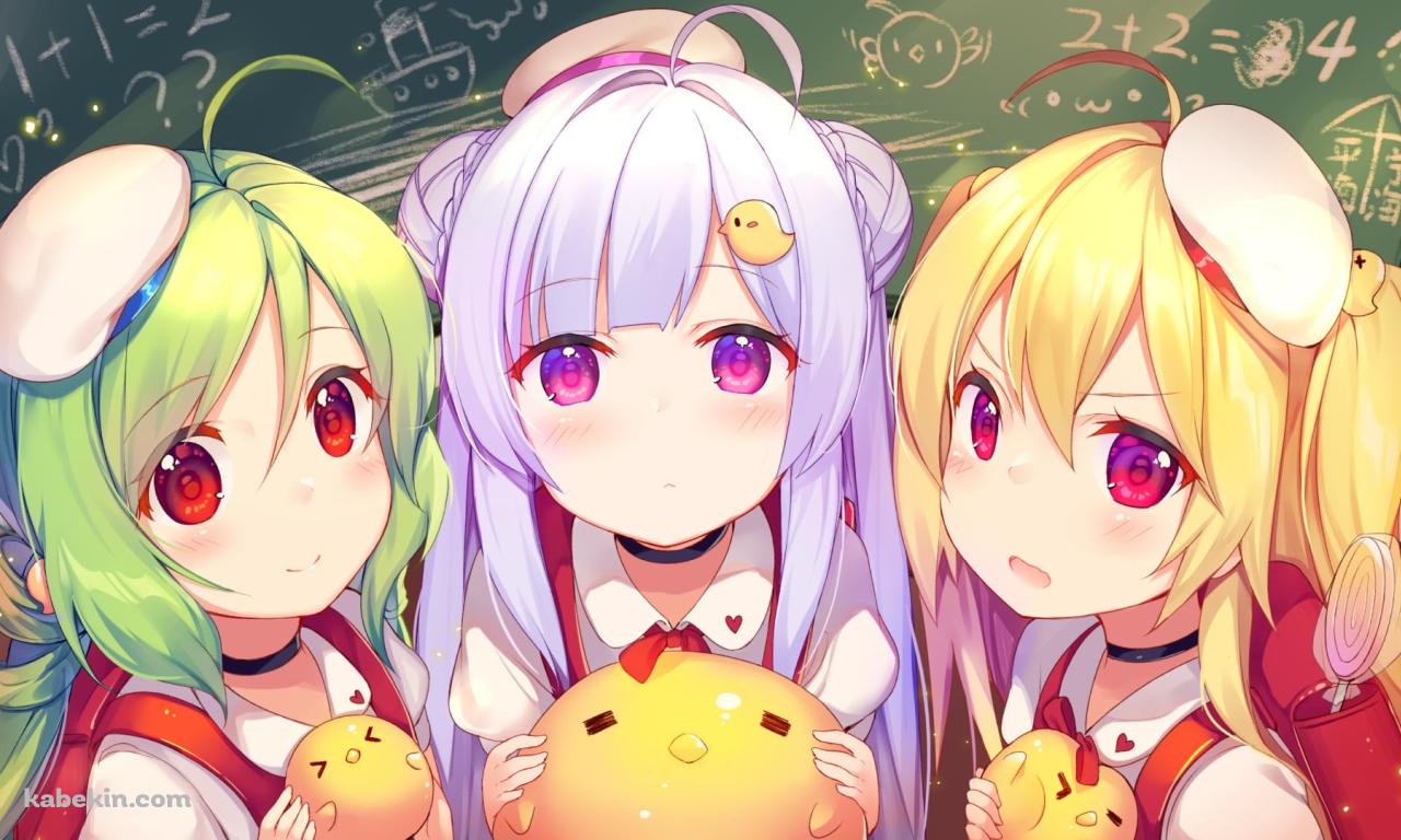 並んでこちらを見つめる可愛いコメット / クレセント / シグニット / アズールレーンの壁紙(1280px x 768px) 高画質 PC・デスクトップ用