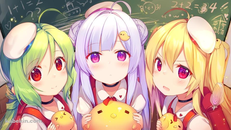 並んでこちらを見つめる可愛いコメット / クレセント / シグニット / アズールレーンの壁紙(960px x 540px) 高画質 PC・デスクトップ用
