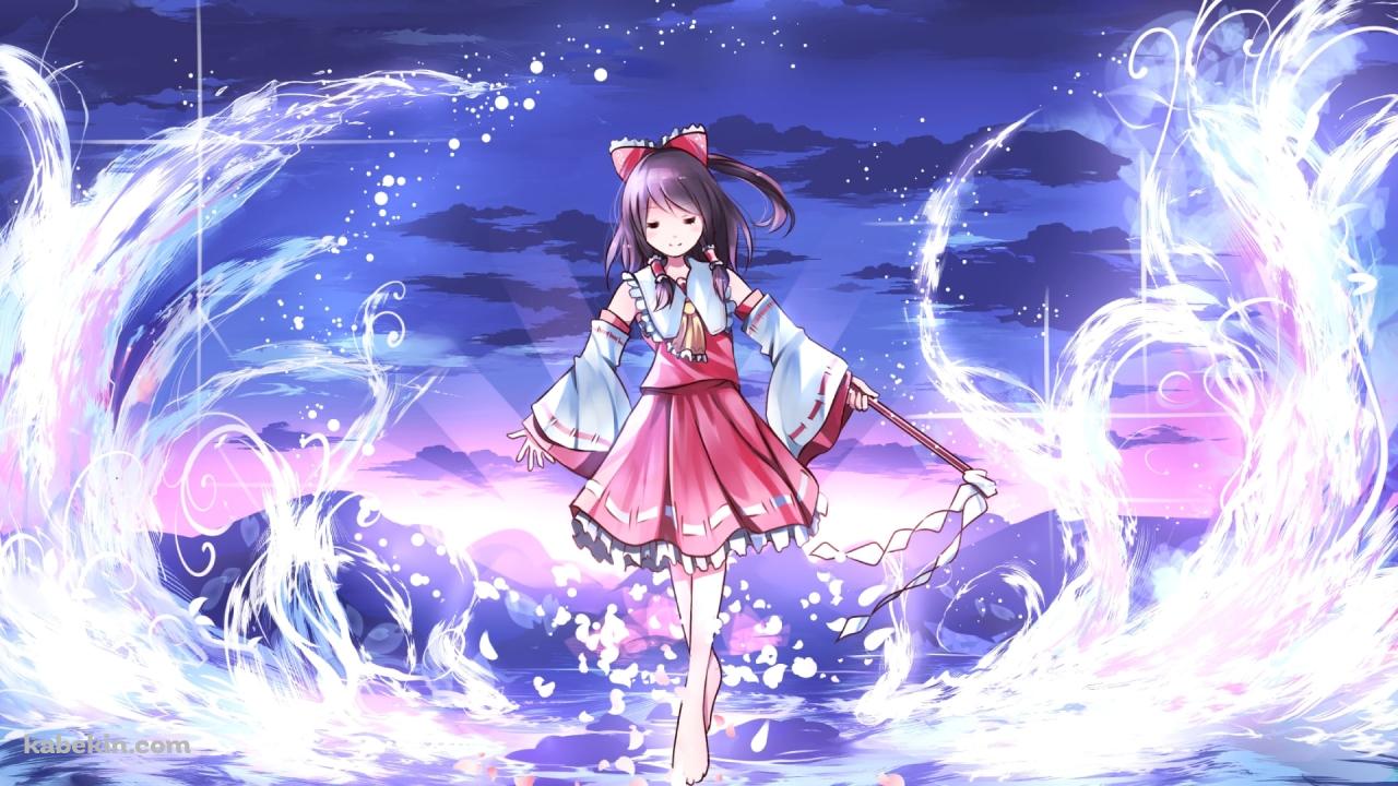 川の上に立つ博麗霊夢 / 東方の壁紙(1280px x 720px) 高画質 PC・デスクトップ用