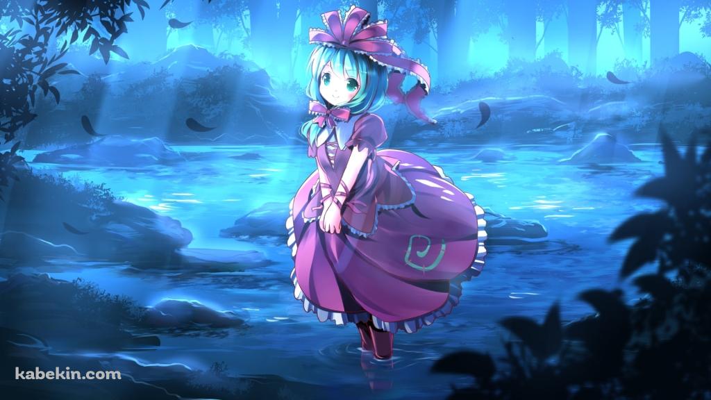 森の中の水辺で佇む鍵山雛 / 東方の壁紙(1024px x 576px) 高画質 PC・デスクトップ用