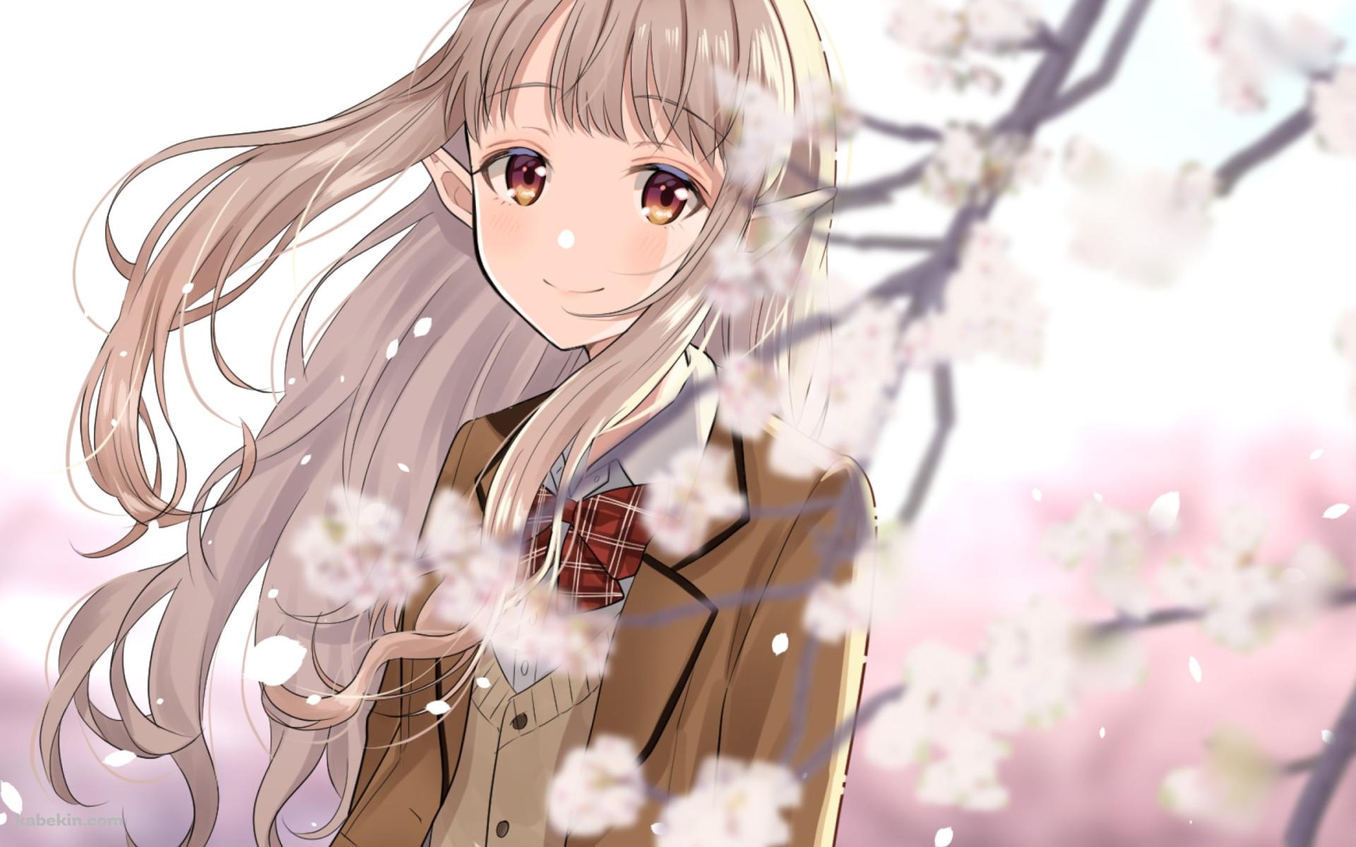 桜の花を見つめるエルフのえる / にじさんじ / バーチャルYouTuber / Vtuberの壁紙(1920px x 1200px) 高画質 PC・デスクトップ用