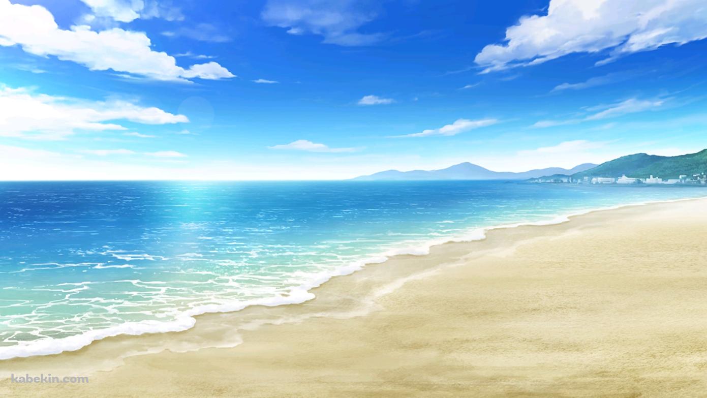 静かな海 / 青空 / 夏 / ビーチ / 水平線の壁紙(1391px x 783px) 高画質 PC・デスクトップ用