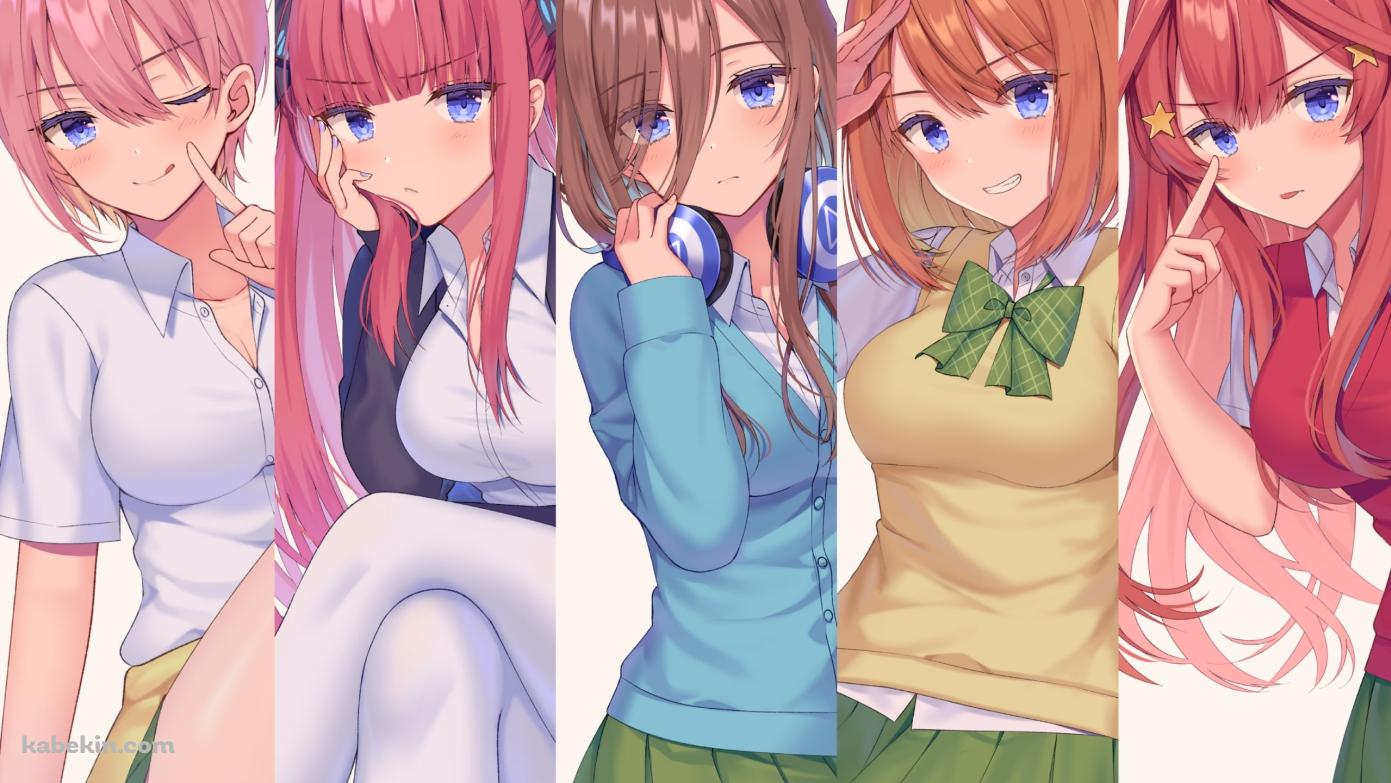 ポーズを取る可愛い中野三玖 / 中野二乃 / 中野一花 / 中野五月 / 中野四葉 / 五等分の花嫁の壁紙(1391px x 783px) 高画質 PC・デスクトップ用