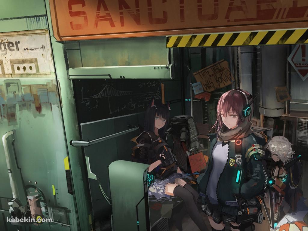 待機するサイバーな衣装の少女の壁紙(1024px x 768px) 高画質 PC・デスクトップ用