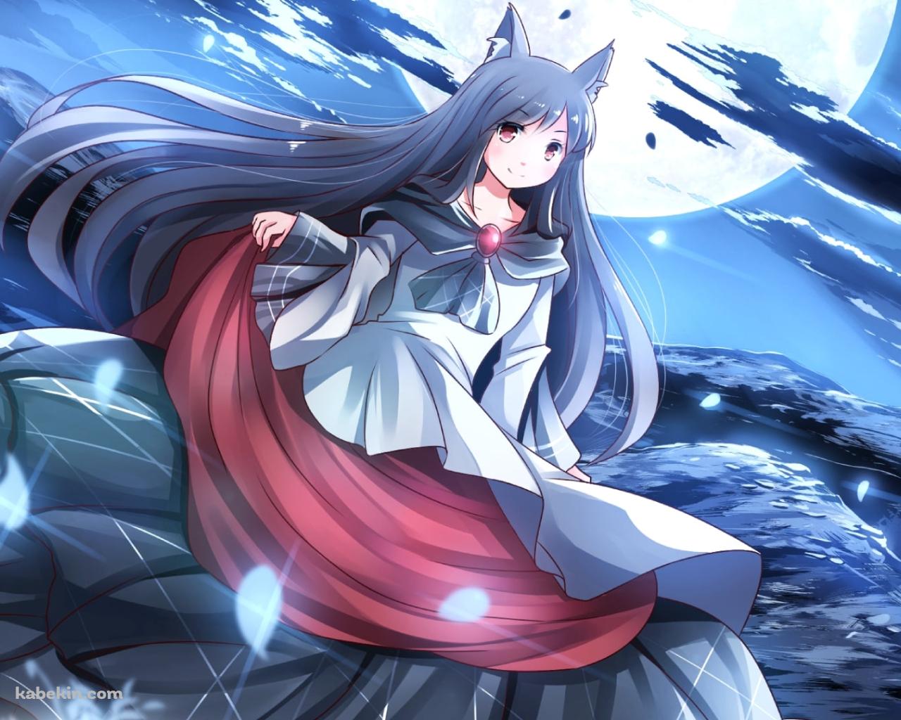 山と満月と今泉影狼 / 東方の壁紙(1280px x 1024px) 高画質 PC・デスクトップ用