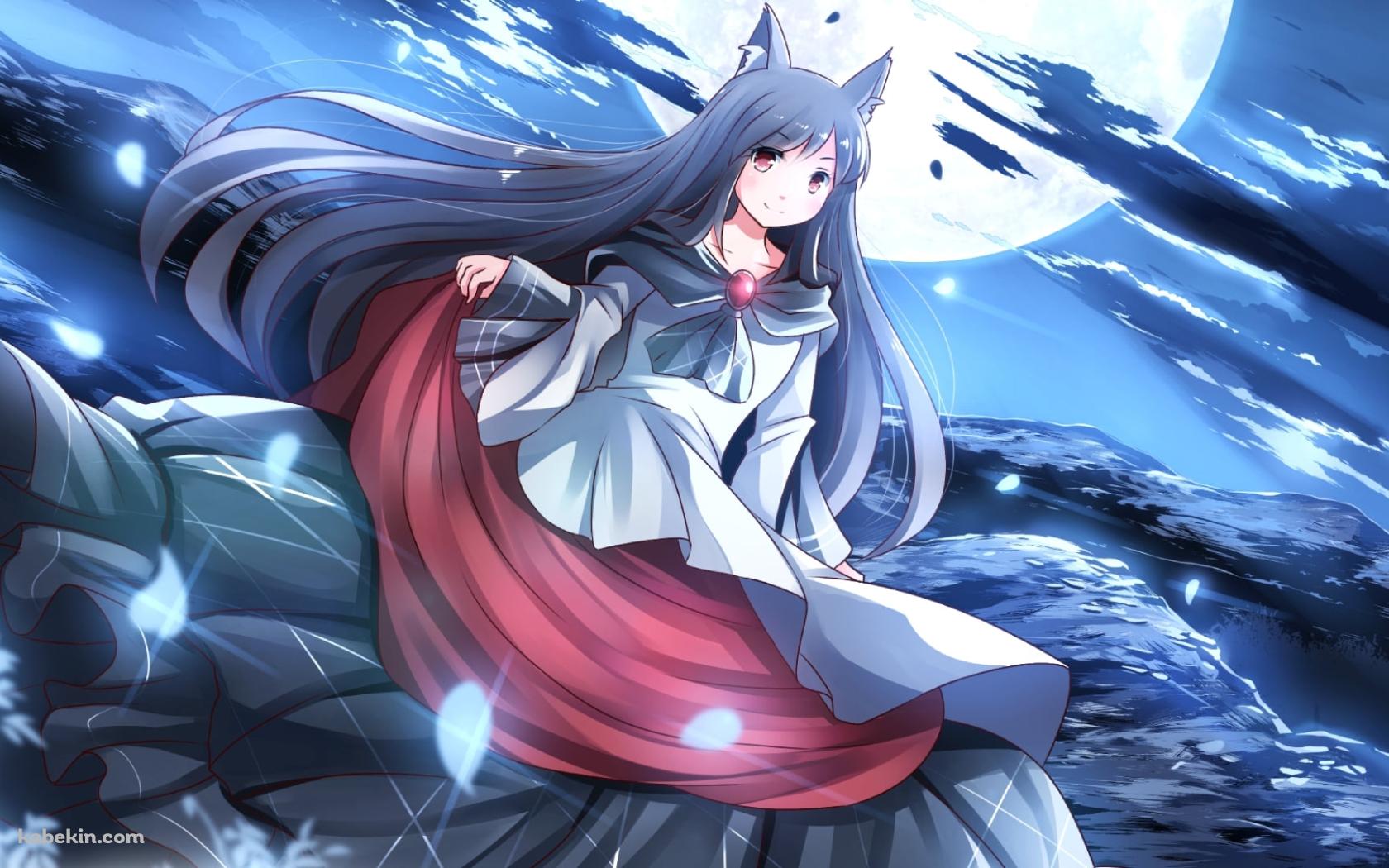 山と満月と今泉影狼 / 東方の壁紙(1680px x 1050px) 高画質 PC・デスクトップ用