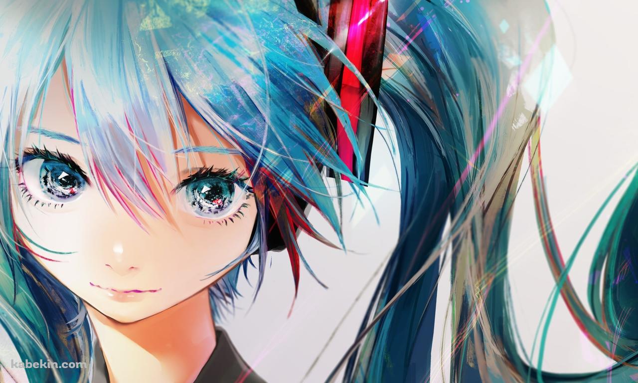 大きな瞳でこちらを見つめる初音ミク / ボカロ / ボーカロイドの壁紙(1280px x 768px) 高画質 PC・デスクトップ用