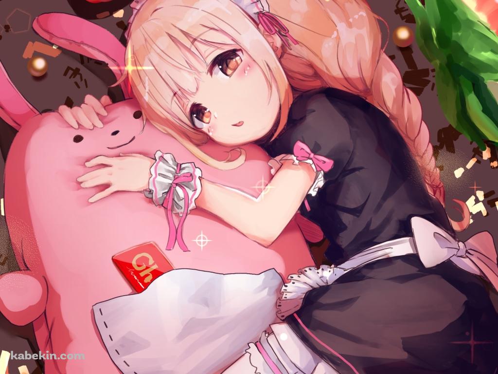 ピンクのウサギに抱き着く可愛い双葉杏 / アイドルマスターシンデレラガールズの壁紙(1024px x 768px) 高画質 PC・デスクトップ用