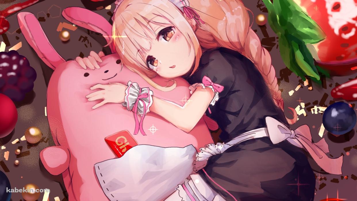 ピンクのウサギに抱き着く可愛い双葉杏 / アイドルマスターシンデレラガールズの壁紙(1242px x 698px) 高画質 PC・デスクトップ用