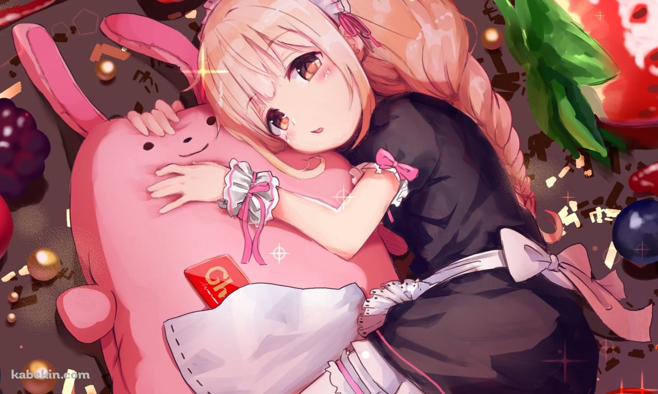 ピンクのウサギに抱き着く可愛い双葉杏 / アイドルマスターシンデレラガールズの壁紙(1280px x 768px) 高画質 PC・デスクトップ用