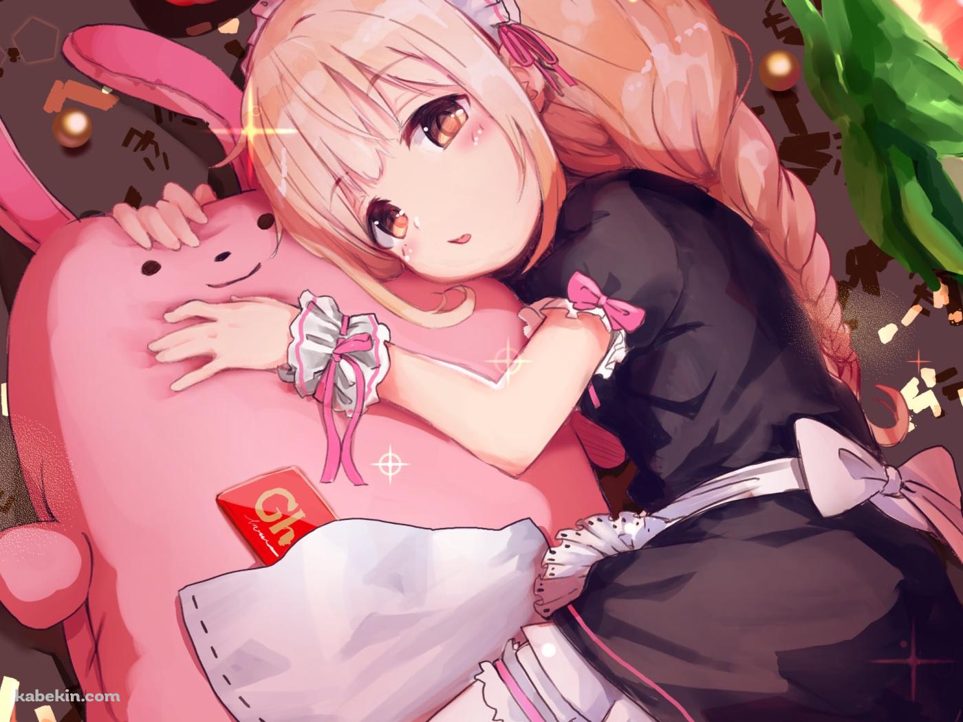ピンクのウサギに抱き着く可愛い双葉杏 / アイドルマスターシンデレラガールズの壁紙(1400px x 1050px) 高画質 PC・デスクトップ用