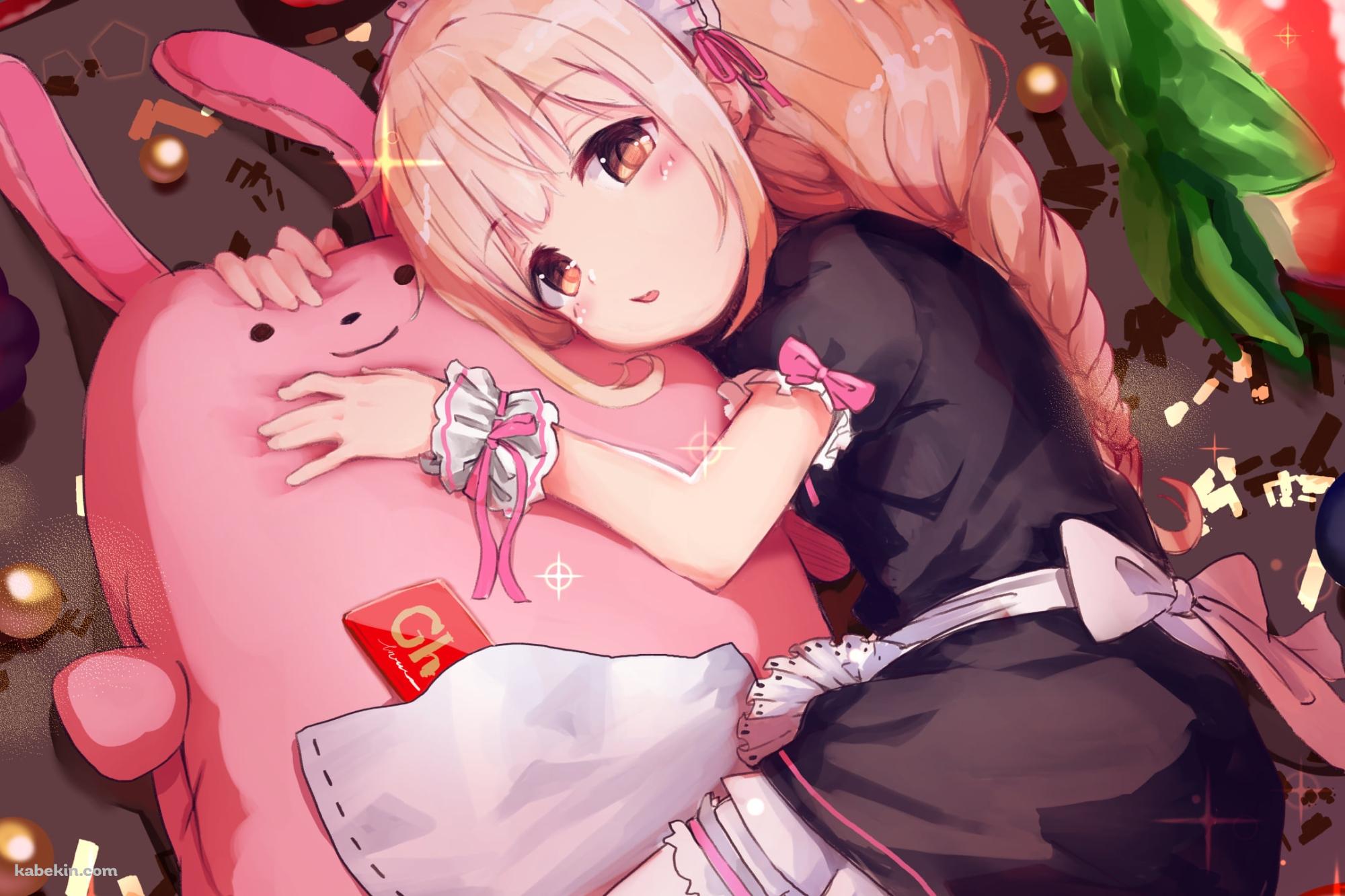 ピンクのウサギに抱き着く可愛い双葉杏 / アイドルマスターシンデレラガールズの壁紙(2000px x 1333px) 高画質 PC・デスクトップ用