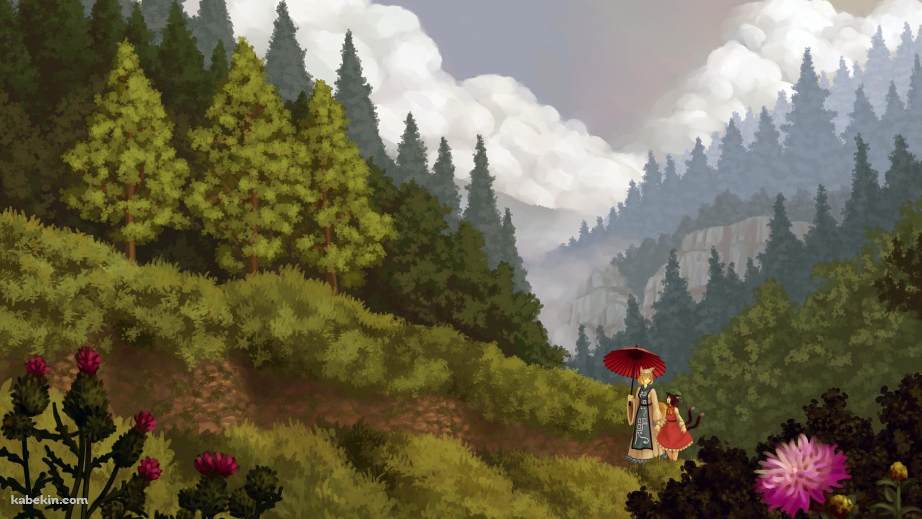 山道を歩く八雲藍と橙 / 東方の壁紙(1829px x 1029px) 高画質 PC・デスクトップ用