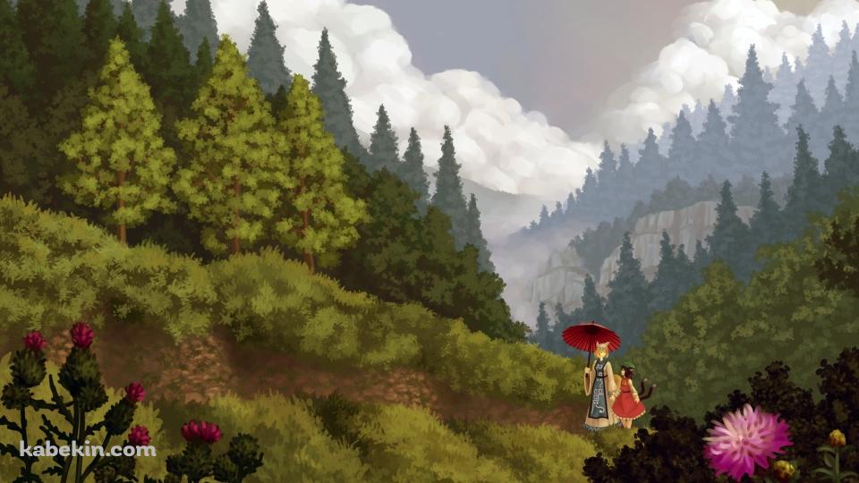 山道を歩く八雲藍と橙 / 東方の壁紙(960px x 540px) 高画質 PC・デスクトップ用