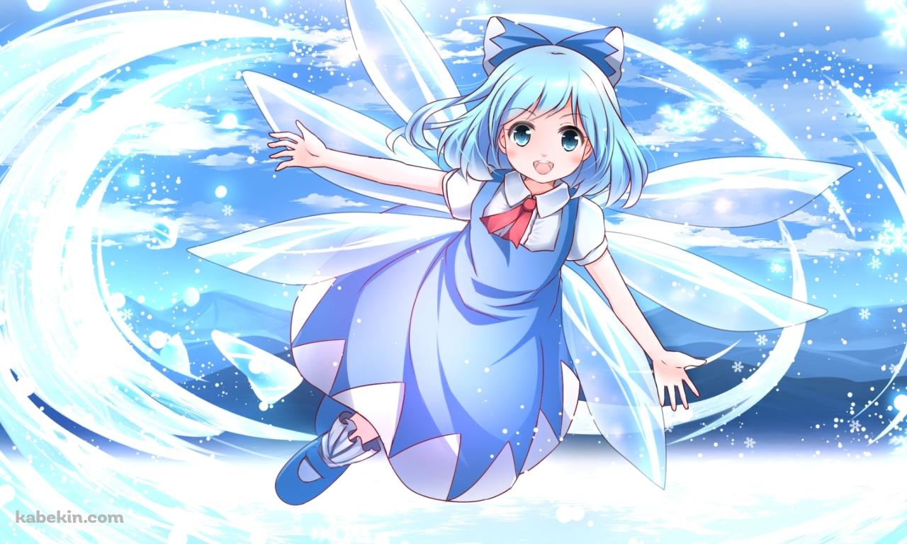 氷で攻撃するチルノ / 笑顔 / 東方の壁紙(1280px x 768px) 高画質 PC・デスクトップ用