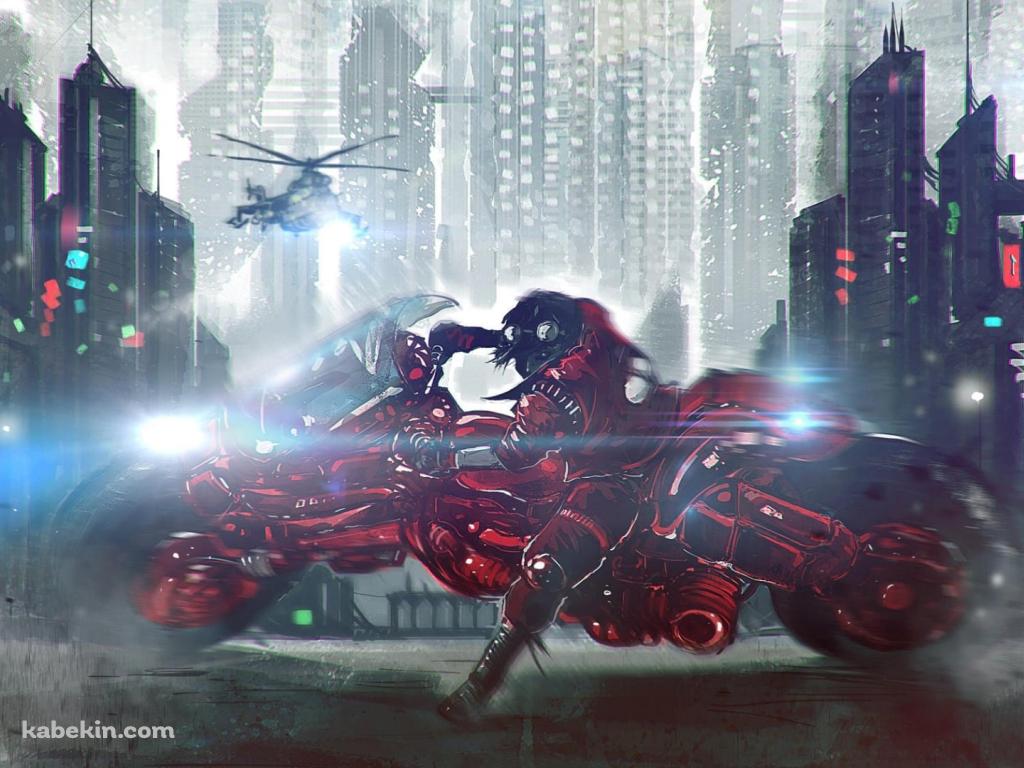 赤いバイクに乗ったかっこいい金田 正太郎 / アキラの壁紙(1024px x 768px) 高画質 PC・デスクトップ用