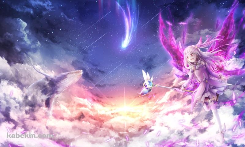 空飛ぶクジラとイリヤスフィール・フォン・アインツベルン / マジカルルビー / マジカルサファイア / プリズマ☆イリヤ / Fateの壁紙(800px x 480px) 高画質 PC・デスクトップ用