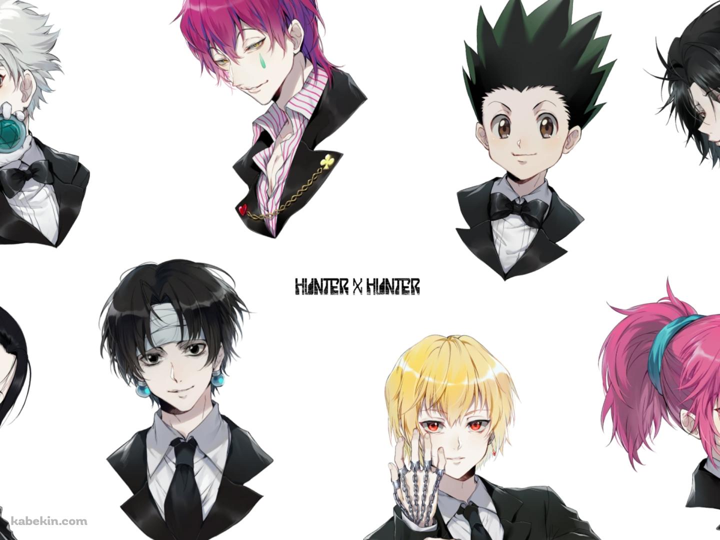 黒いスーツを着たクラピカ / キルア=ゾルディック / ゴン=フリークス / クロロ=ルシルフル / マチ=コマチネ / イルミ=ゾルディック / ヒソカ=モロウ / フェイタン / ハンターxハンターの壁紙(1440px x 1080px) 高画質 PC・デスクトップ用
