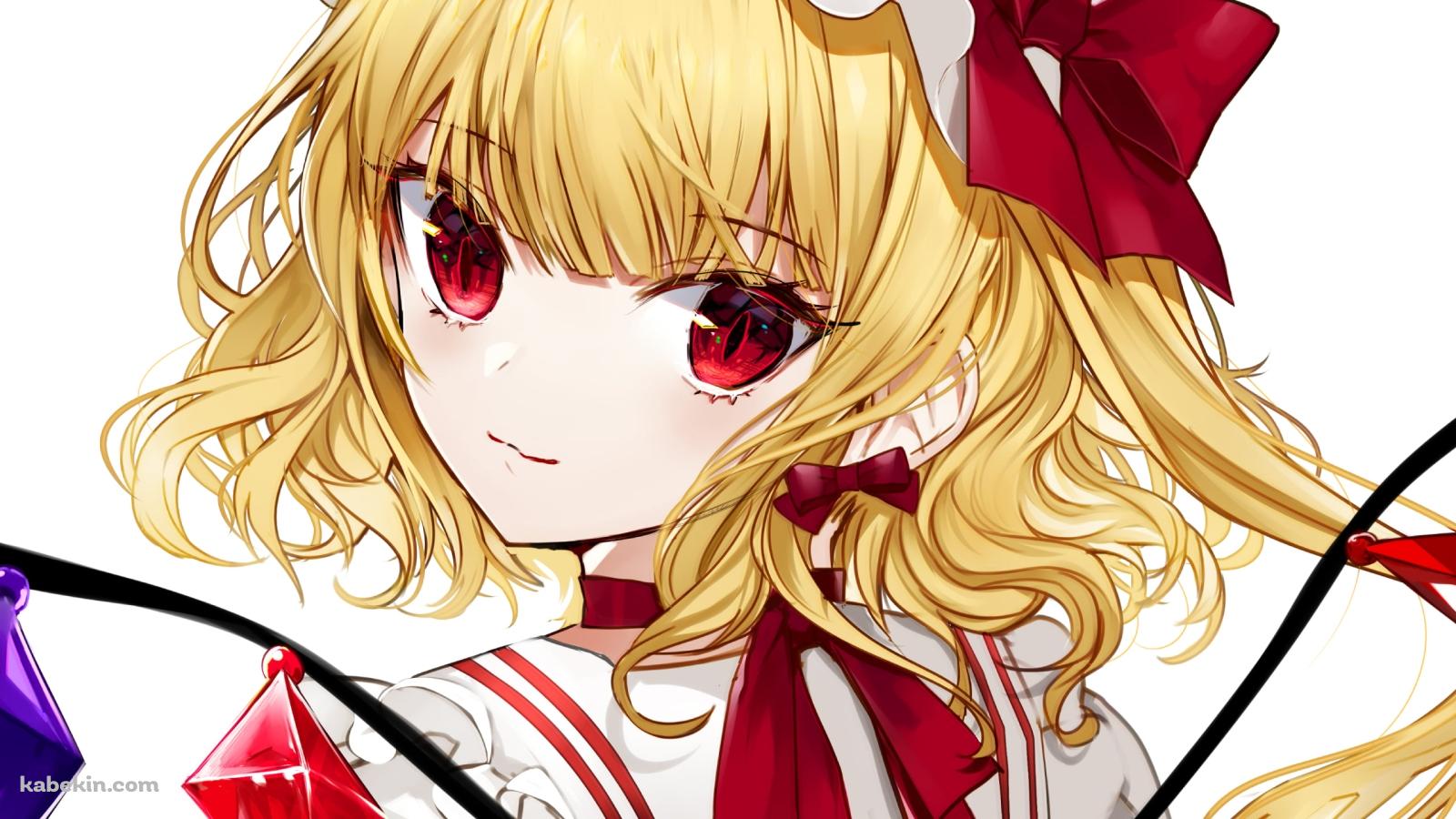 振り返る赤い瞳のフランドール・スカーレット / 赤と紫の宝石 / 東方の壁紙(1600px x 900px) 高画質 PC・デスクトップ用