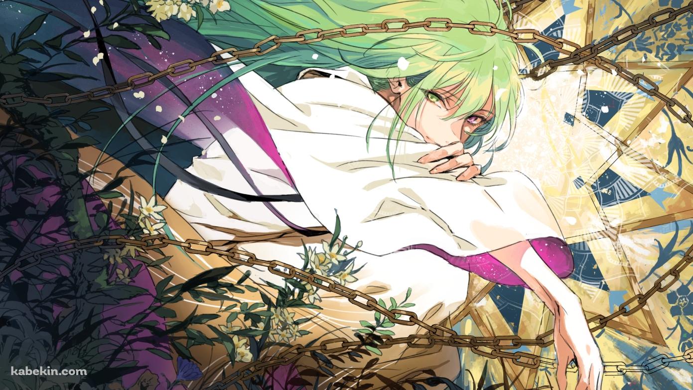 白い花と鎖に囲まれたエルキドゥ / Fate/grand orderの壁紙(1391px x 783px) 高画質 PC・デスクトップ用