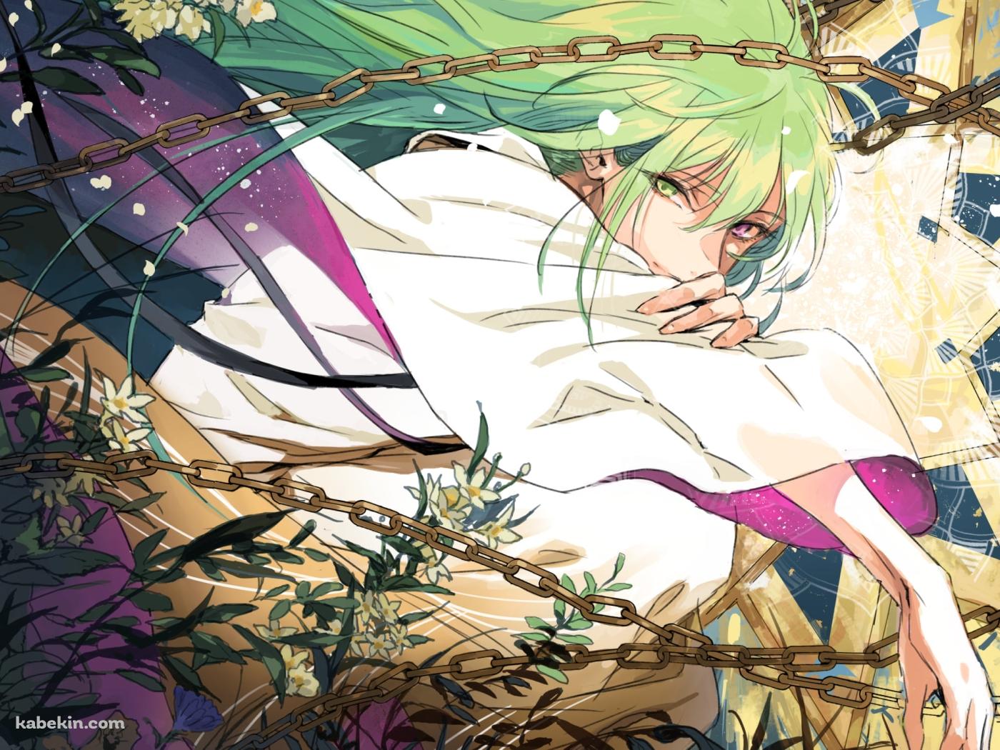白い花と鎖に囲まれたエルキドゥ / Fate/grand orderの壁紙(1400px x 1050px) 高画質 PC・デスクトップ用