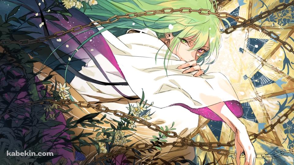 白い花と鎖に囲まれたエルキドゥ / Fate/grand orderの壁紙(960px x 540px) 高画質 PC・デスクトップ用