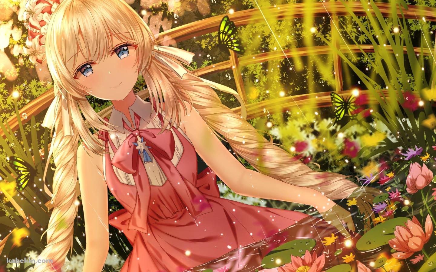 雨が降る中、蓮の花が浮く池に浸かる可愛いマリー・アントワネット / Fate/grand orderの壁紙(1440px x 900px) 高画質 PC・デスクトップ用