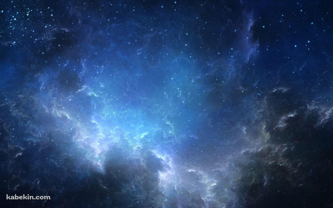 青と白のグラデーションの綺麗な宇宙 / 青く光る星の壁紙(1152px x 720px) 高画質 PC・デスクトップ用